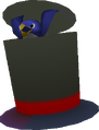 An unused model of a penguin in a hat