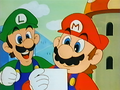 Mario and Luigi receive a postcard from Princess Peach.