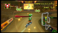 Yoshi, on a Standard Bike, performing a "simple left" trick.
