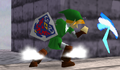 Link uses his Boomerang move in Super Smash Bros.