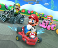 Mario Kart Tour (Builder Luigi, Builder Toadette and Builder Toad)