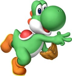 Artwork of Yoshi from Mario Superstar Baseball