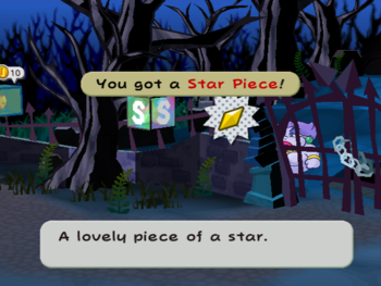 Mario getting the Star Piece outside Creepy Steeple in Paper Mario: The Thousand-Year Door.