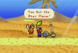 Mario getting a Star Piece from the Nomadimouse in Paper Mario