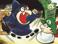 Baby Luigi and Kamek in a Club Nintendo comic.