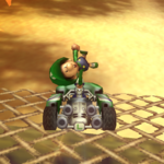 Baby Luigi performing a Trick in Mario Kart Wii