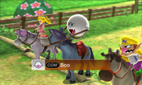 Boo riding on a horse in Beginner/Intermediate difficulty from Mario Sports Superstars