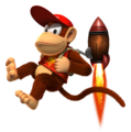 Diddy Kong with his new jet pack.