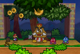 Mario fighting the Goomba King