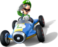 Artwork of Luigi with Slim tires from Mario Kart 8.