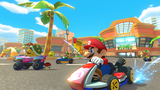 Mario, Bowser, Luigi, Donkey Kong and Wario racing at Wii Coconut Mall's parking lot