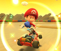 The icon of the Baby Mario Cup challenge from the Ice Tour and the Larry Cup challenge from the 2020 Halloween Tour in Mario Kart Tour