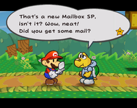 Mario and Koops from Paper Mario: The Thousand-Year Door with the Mailbox SP.