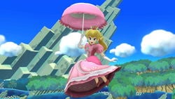 Peach using her parasol in Super Smash Bros. for Wii U