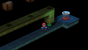 Frog Coin in the room accessed by the second pipe in the third room of Pipe Vault of Super Mario RPG.