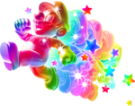 Artwork of Rainbow Mario from Super Mario Galaxy (Reused in Super Mario Galaxy 2 and Super Mario Galaxy + Super Mario Galaxy 2)