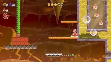 Mario in the level Search Party Item Park in Super Mario Bros. Wonder.