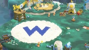 The decorations for Camp Central after using a Wario amiibo in Super Mario Bros. Wonder – Nintendo Switch 2 Edition + Meetup in Bellabel Park