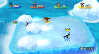 In this version of Sherbet Sea, there's more ice so the tilting arena is more hazardous.