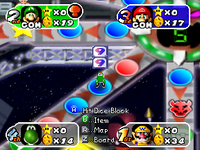 Yoshi near the middle of Space Land from Mario Party 2.
