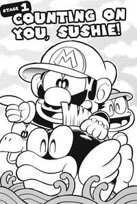 Mario on Sushie from the English Super Mario-kun compilation, Super Mario Manga Mania.