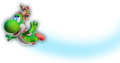 Yoshi flying with Mini Bowser
