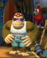 Tawks, without sunglasses, standing behind Funky Kong when the player is using Donkey Kong