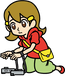 Artwork of 5-Volt doing one of the poses in WarioWare: Move It! while wearing Joy Cons.