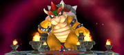 Giant Bowser awaiting Mario for battle.