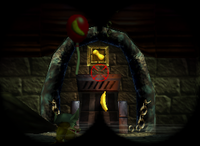 A red Banana Balloon and a Golden Banana for Diddy Kong in Creepy Castle.