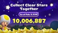Clear star total as of February 9, 2020, 9:00 PM PT