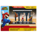 Lava Castle playset. Includes swinging pendulum, a bone lift, spinning fire towers, and Fire Mario.