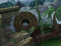 A millstone in the background of Donkey Kong Jungle in Mario Superstar Baseball