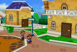 Mario and Luigi in Toad Town.