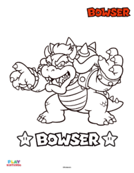 Line art of Bowser from a Paint-by-number activity