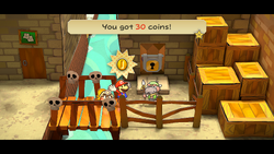 Mario getting 30 Coins from Garf in Paper Mario: The Thousand-Year Door for Nintendo Switch.