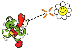 Yoshi aiming an egg at a Special Flower
