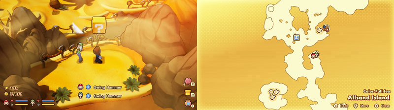 First hidden block in Allsand Island from Mario & Luigi: Brothership