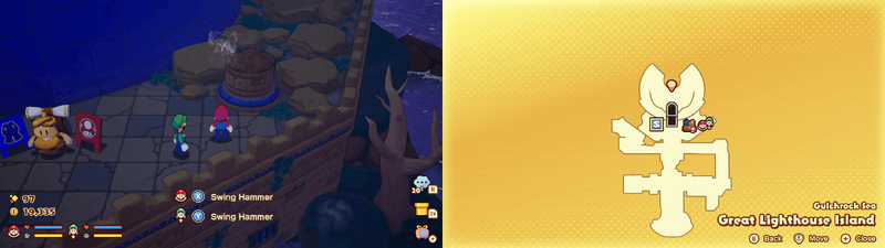 Second Hidden Block in the Gulchrock Sea Great Lighthouse Island from Mario & Luigi: Brothership