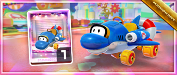 The Dolphin Drifter from the Spotlight Shop in the Vacation Tour in Mario Kart Tour