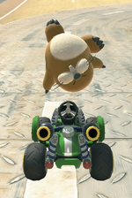 Monty Mole performing a trick.