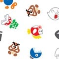 White background with enemy mushroom kingdom[sic] icons