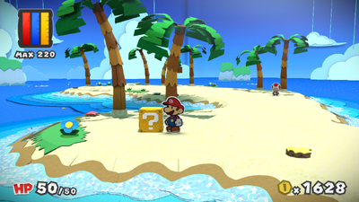Fourth ? Block in Bloo Bay Beach of Paper Mario: Color Splash.