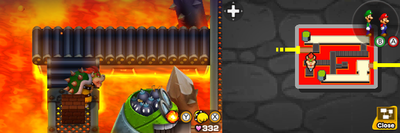 Fourteenth block in Bowser's Castle of Mario & Luigi: Bowser's Inside Story + Bowser Jr.'s Journey.