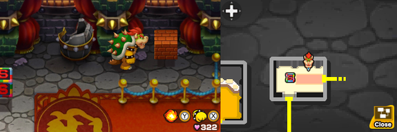 Seventh block in Bowser's Castle of Mario & Luigi: Bowser's Inside Story + Bowser Jr.'s Journey.