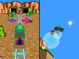 End of the Line: Taking place in a desert, both players riding in their trains going towards the end, with Mario picking which path, and Donkey Kong picking the wrong path; resulting in a do-over. From Mario Party 3.