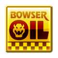 A Bowser Oil gold badge from Mario Kart Tour