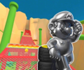 The course icon of the Reverse variant with Metal Mario