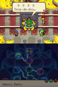 Bowser opening the safe in the Treasure Chamber