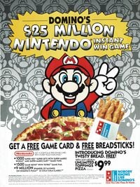 Mario in a 1992 advertisement for a Domino's Pizza giveaway.
